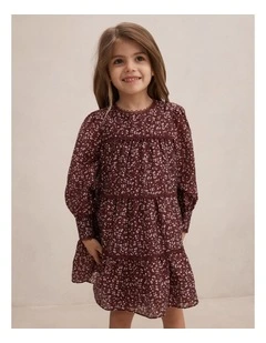 Cecelia Girls Long Sleeves Dress in Red