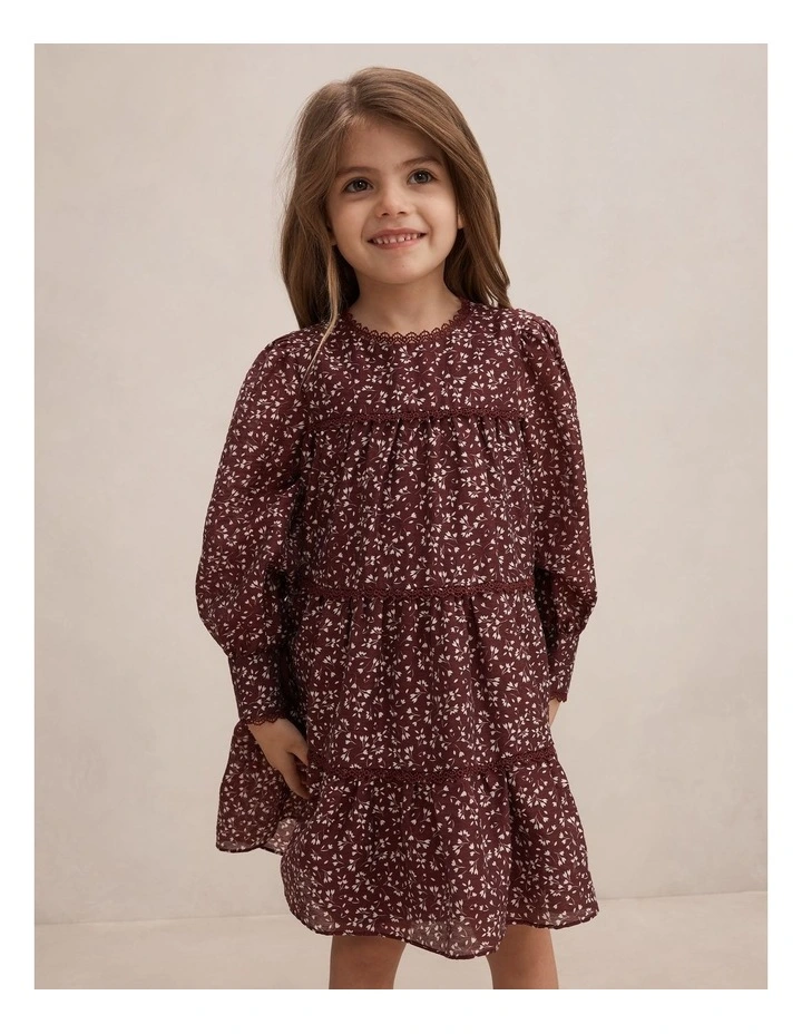 Cecelia Girls Long Sleeves Dress in Red image 1