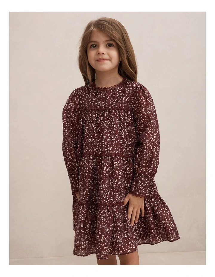 Cecelia Girls Long Sleeves Dress in Red image 3