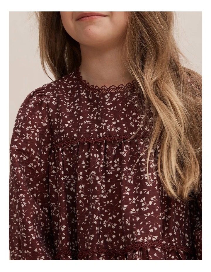 Cecelia Girls Long Sleeves Dress in Red image 4