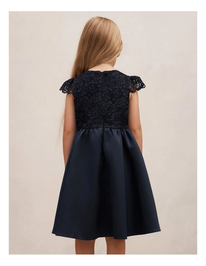 Francesca Girls Lace Taffeta Dress in Navy image 2