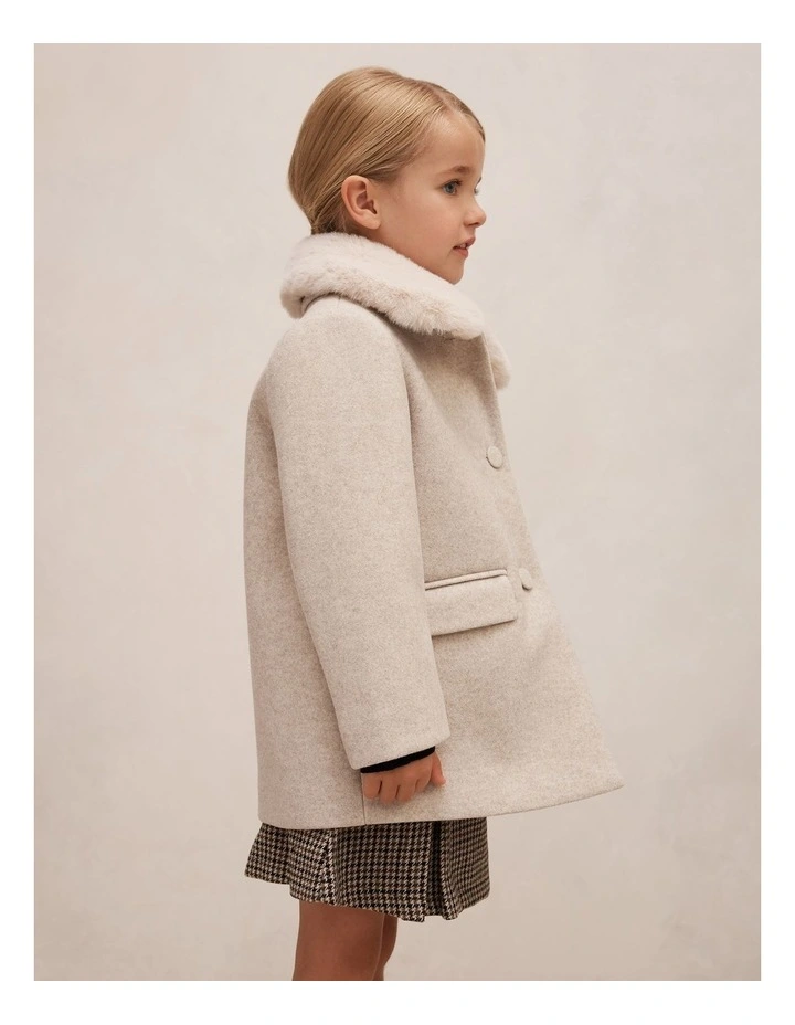 Isabella Girls Faux-Fur Collared Coat in Brown image 3