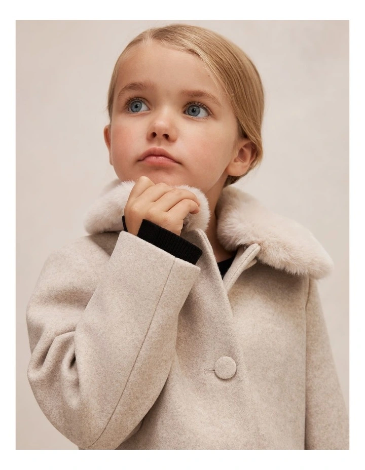 Isabella Girls Faux-Fur Collared Coat in Brown image 4