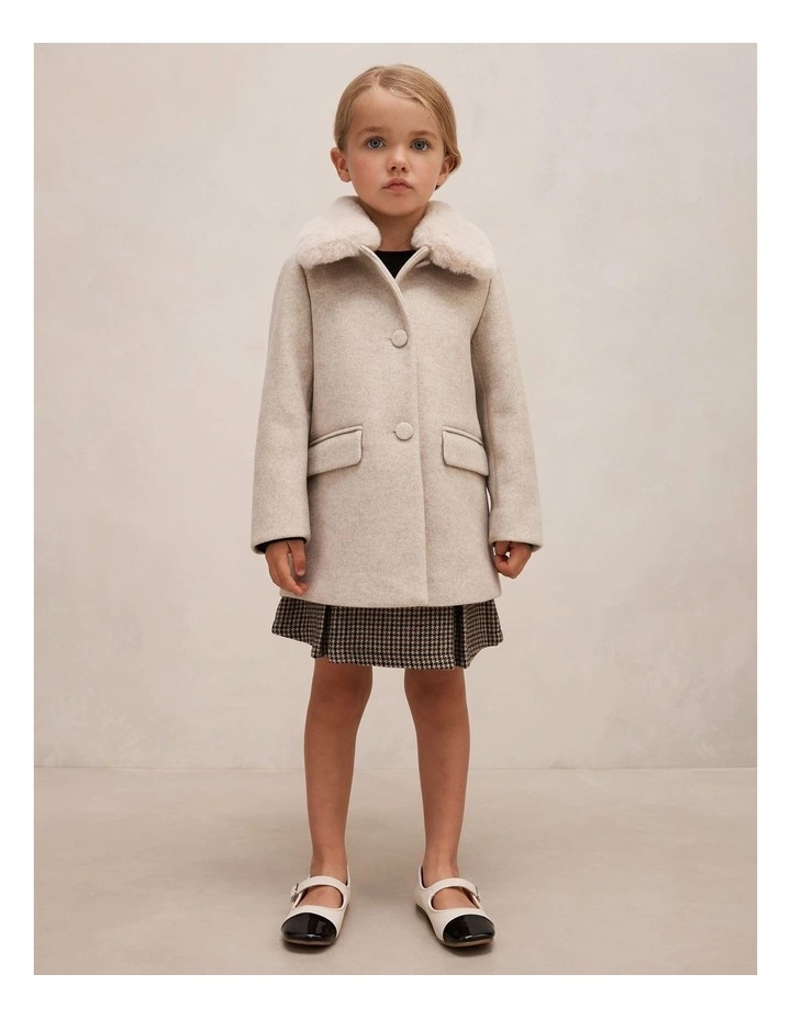 Isabella Girls Faux-Fur Collared Coat in Brown image 5