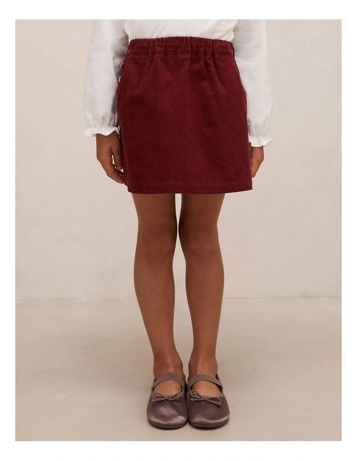 Lily Girls Corduroy Skirt in Red image 1