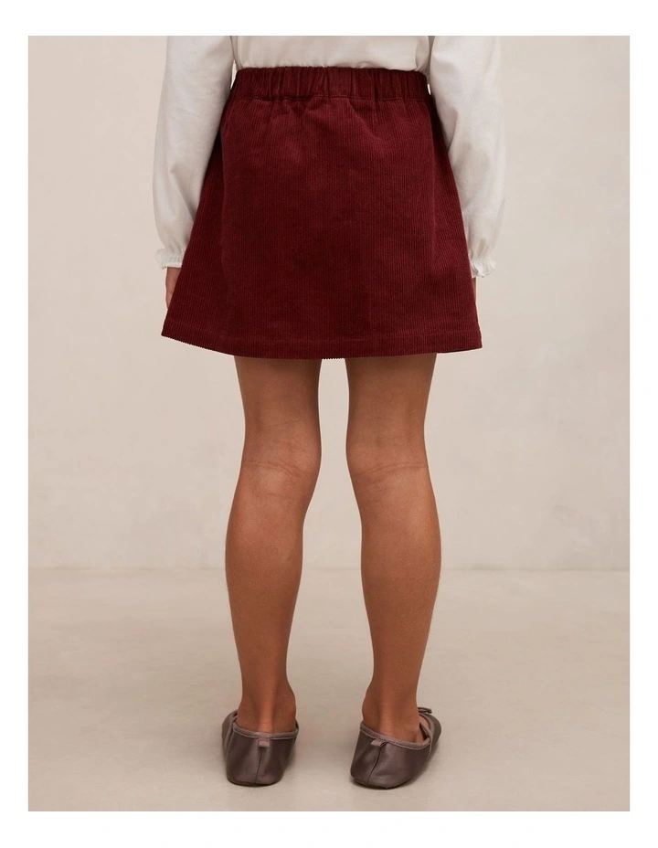 Lily Girls Corduroy Skirt in Red image 2