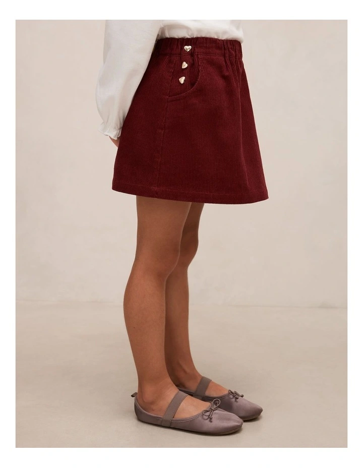 Lily Girls Corduroy Skirt in Red image 3