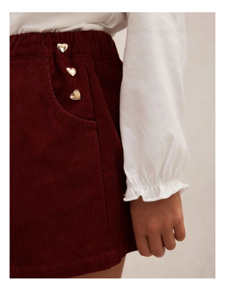 Lily Girls Corduroy Skirt in Red image 4