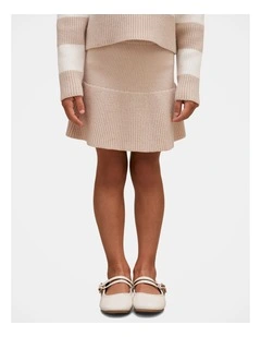 Charlie Girls Knitted Skirt in Beige