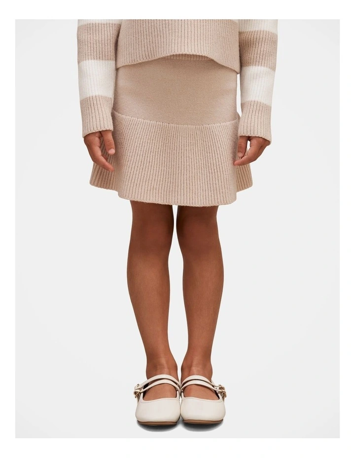 Charlie Girls Knitted Skirt in Beige image 1
