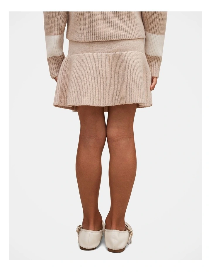 Charlie Girls Knitted Skirt in Beige image 2