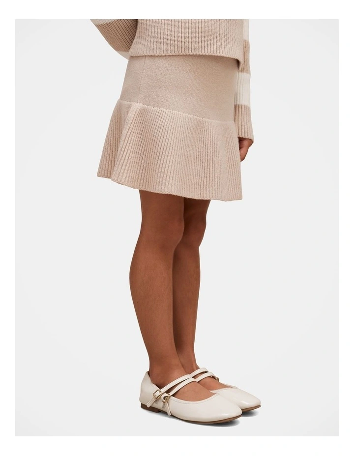 Charlie Girls Knitted Skirt in Beige image 3
