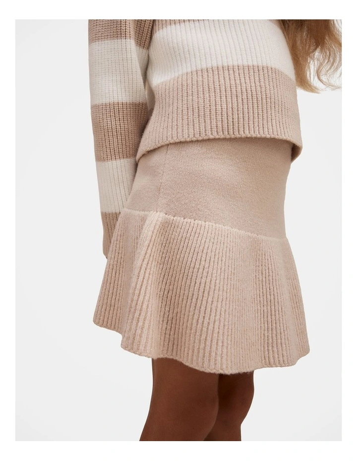 Charlie Girls Knitted Skirt in Beige image 4