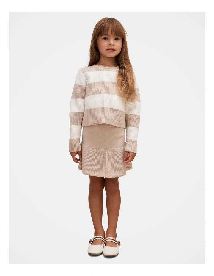 Charlie Girls Knitted Skirt in Beige image 5