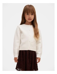 Daisy Girls Flower Cardigan in White