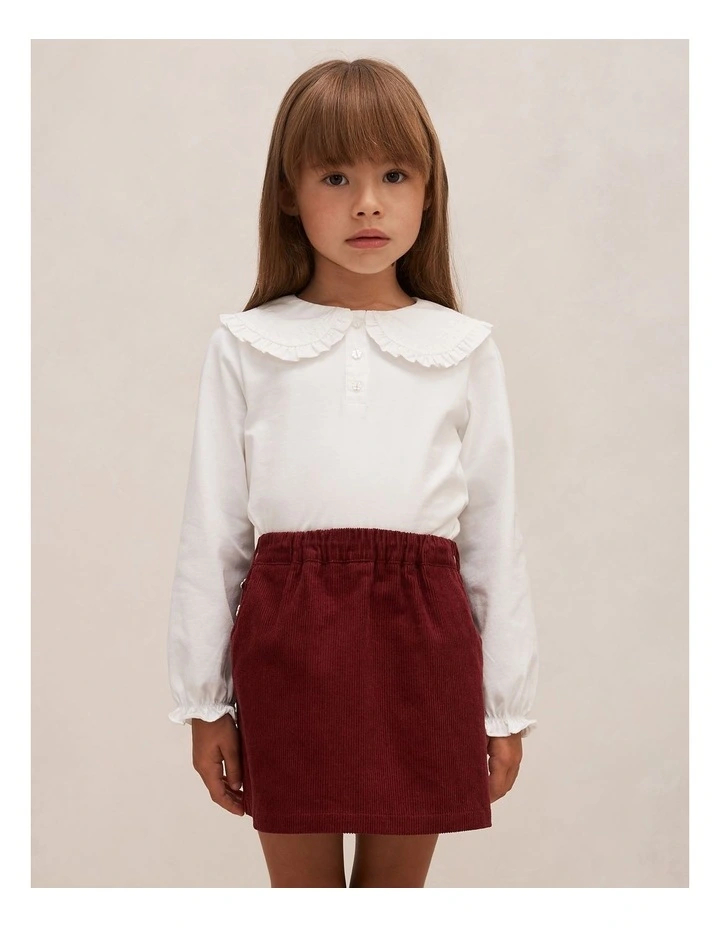 Amber Girls Collared Long Sleeves Top in White image 1