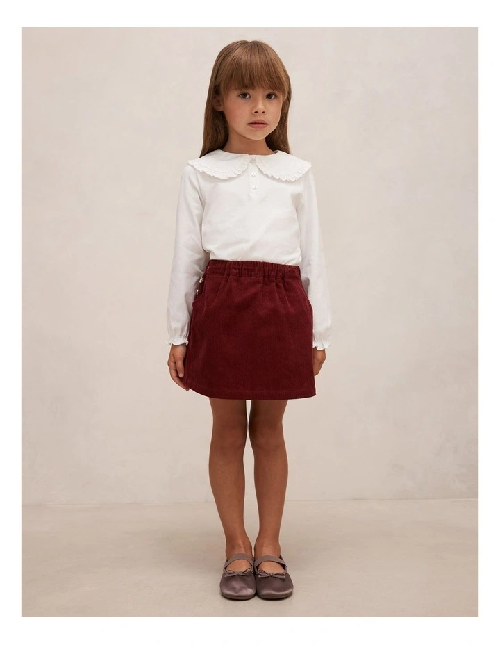 Amber Girls Collared Long Sleeves Top in White image 5