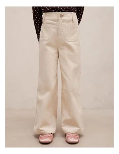 Clara Girls Corduroy Pants in Cream