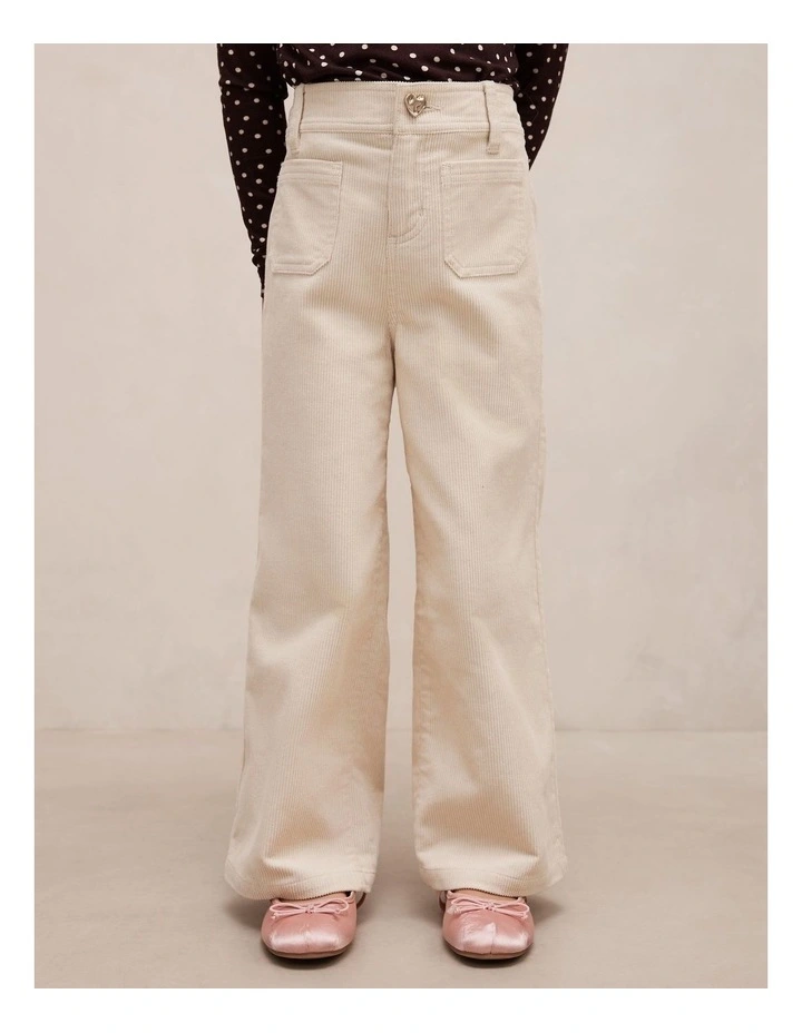 Clara Girls Corduroy Pants in Cream image 1