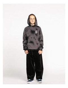 Youth Iconic Stone Plus Pullover Hoodie in Black