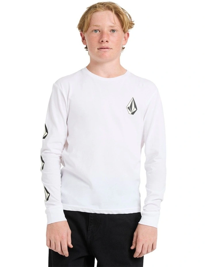 Iconic Stone Long Sleeve T-shirt in White image 1