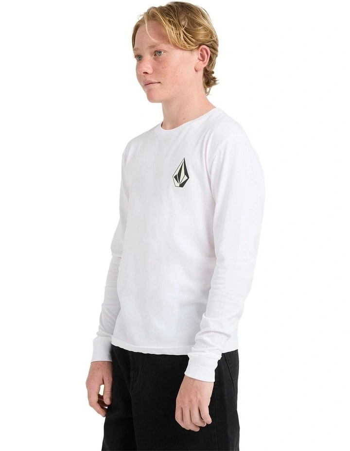 Iconic Stone Long Sleeve T-shirt in White image 3