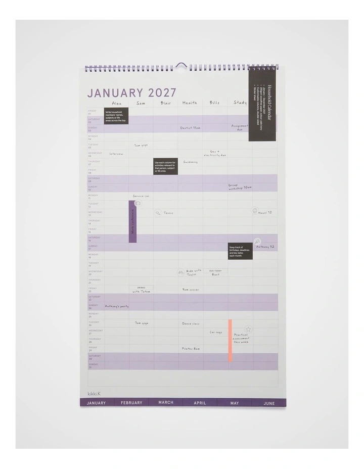 Household Calendar Large 2027 in Purple image 2