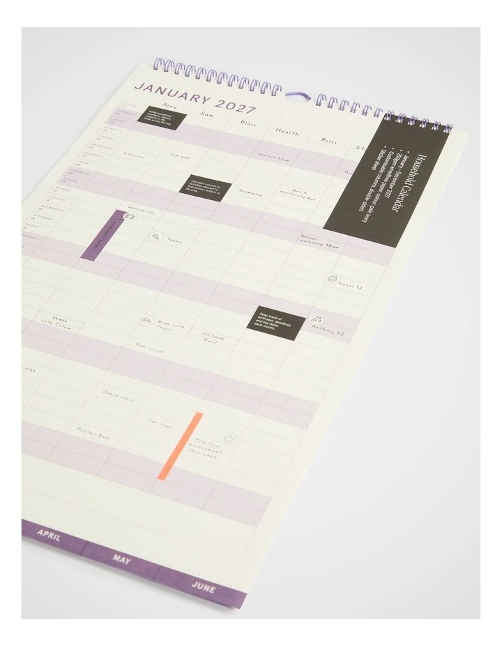 Household Calendar Small 2027 in Purple image 2