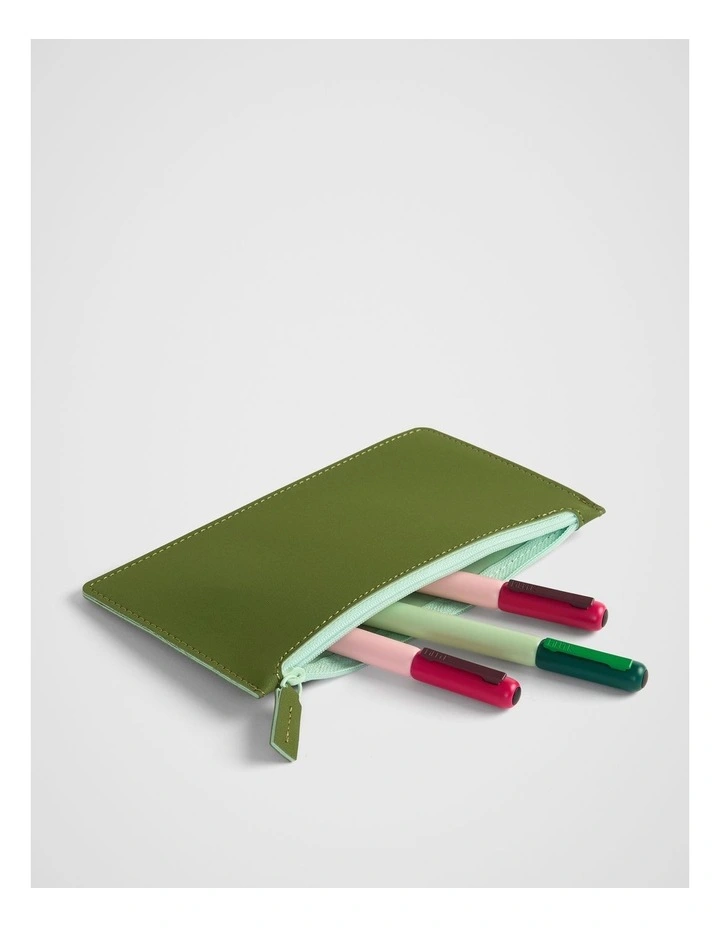 Kolour Luxe Pencil Case in Olive image 3