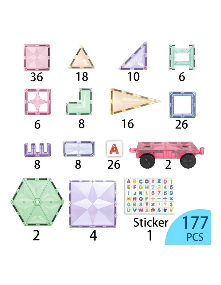 Magnetic Pastel Tiles 177pcs image 2