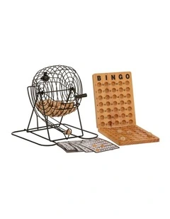 Bingo 75 Player Set With Metal Cage & Wooden Scoreboard