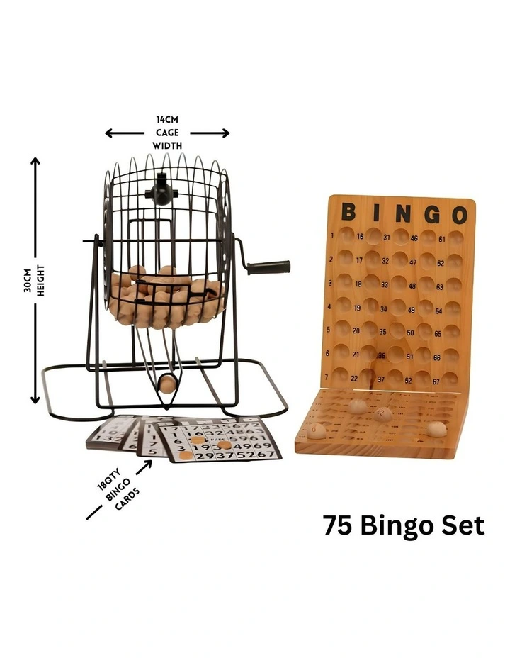 Bingo 75 Player Set With Metal Cage & Wooden Scoreboard image 4