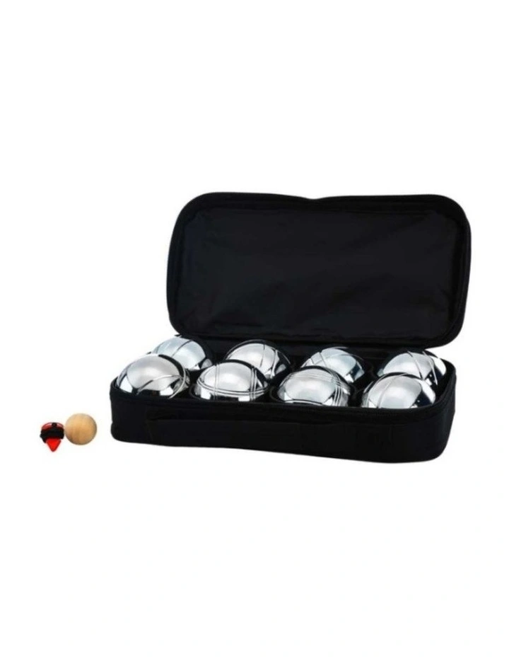 6-Ball Metal Petanque Set – 73mm – 3 Sand Grey + 3 Black Boules