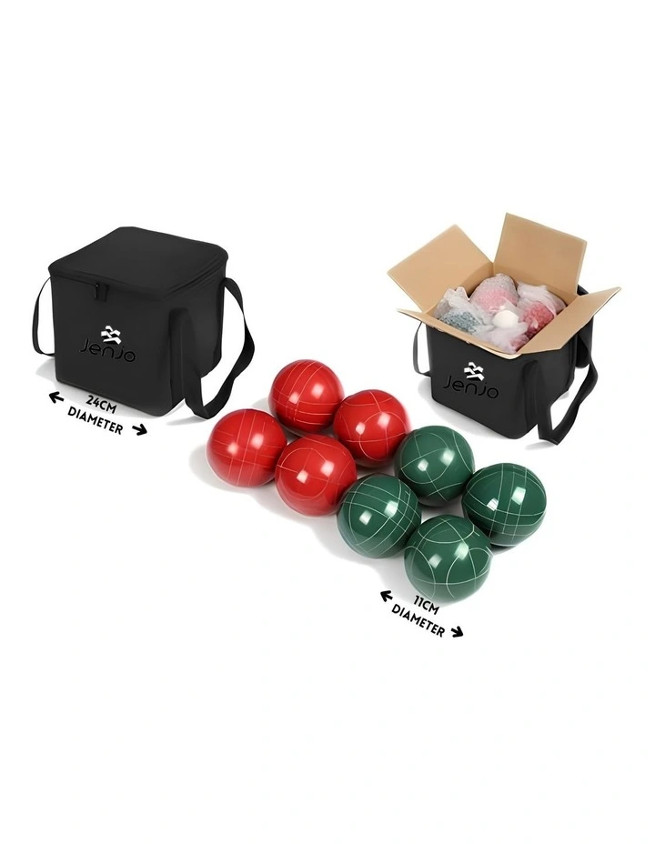 Deluxe 8 Resin Bowls Bocce Game Set Red & Green image 4