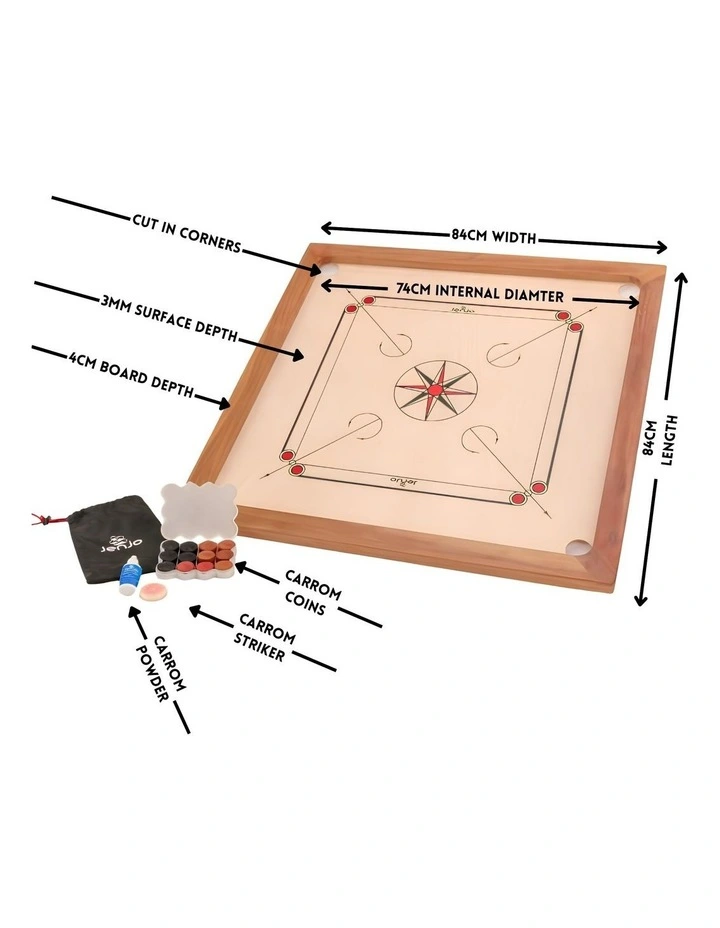 84x84cm Plywood Carrom Board with 74x74cm Internal Playing Area image 4