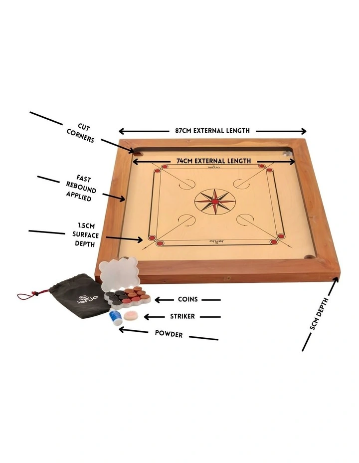 87x87cm Plywood Championship Carrom Board with 74x74cm Internal Playing Area image 4