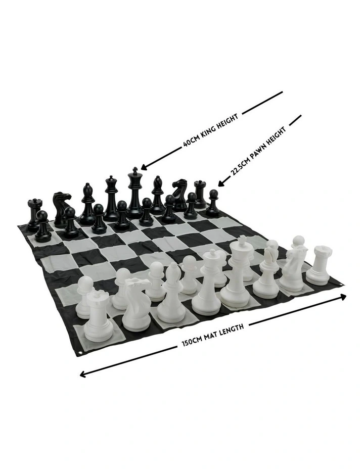 Mega Size Plastic Outdoor Chess Game Set w/Mat 1.5x1.5m image 3