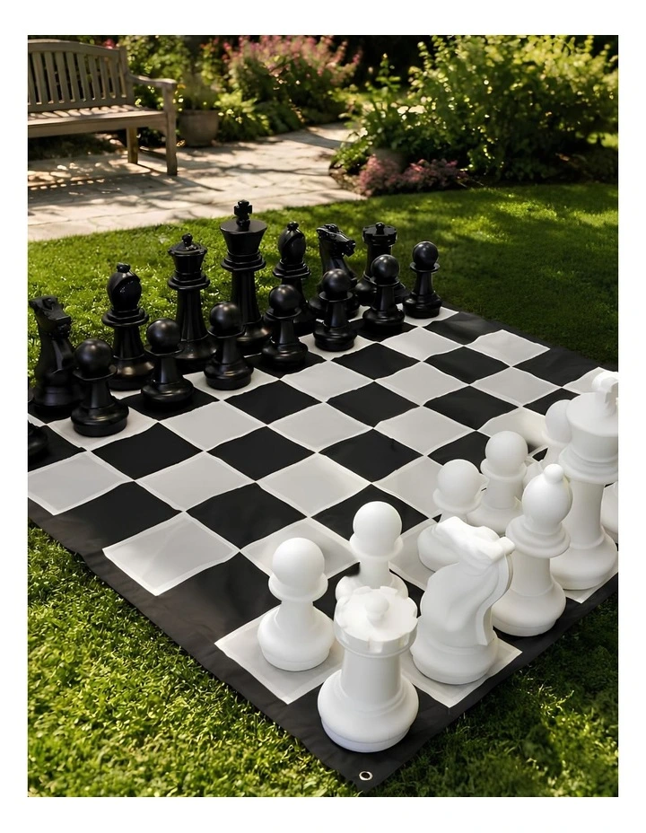 Mega Size Plastic Outdoor Chess Game Set w/Mat 1.5x1.5m image 6