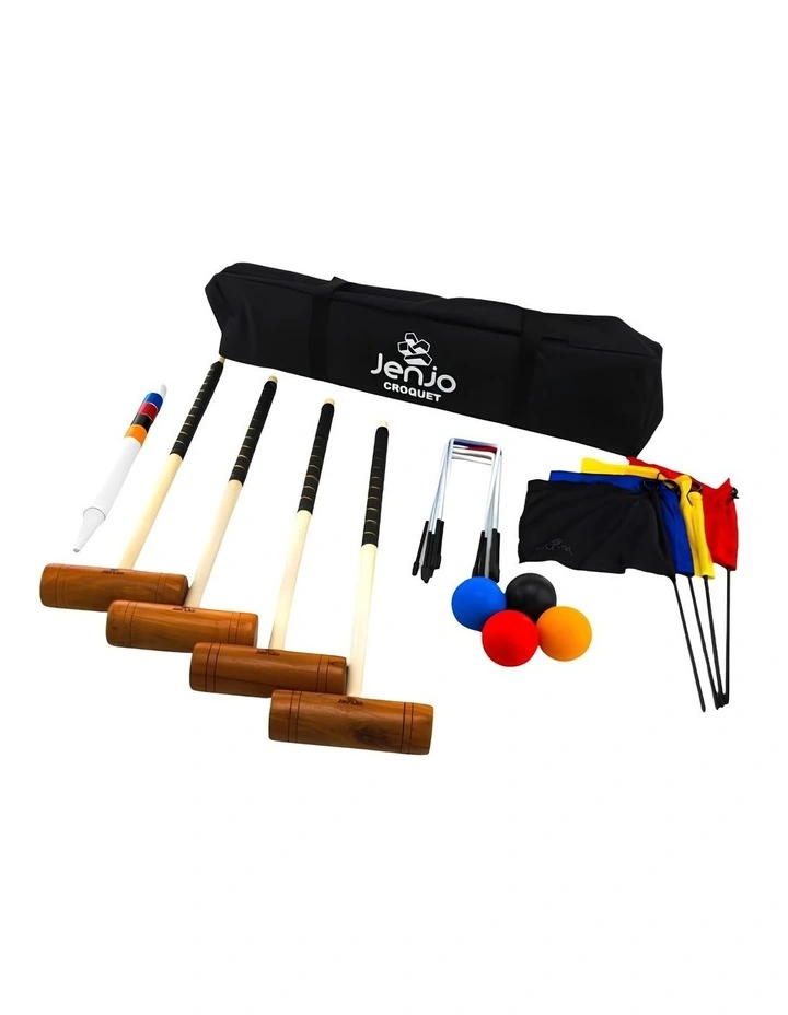 Championship Hardwood Croquet Mallet Set Game 4 Player Set w/Carry Bag image 1