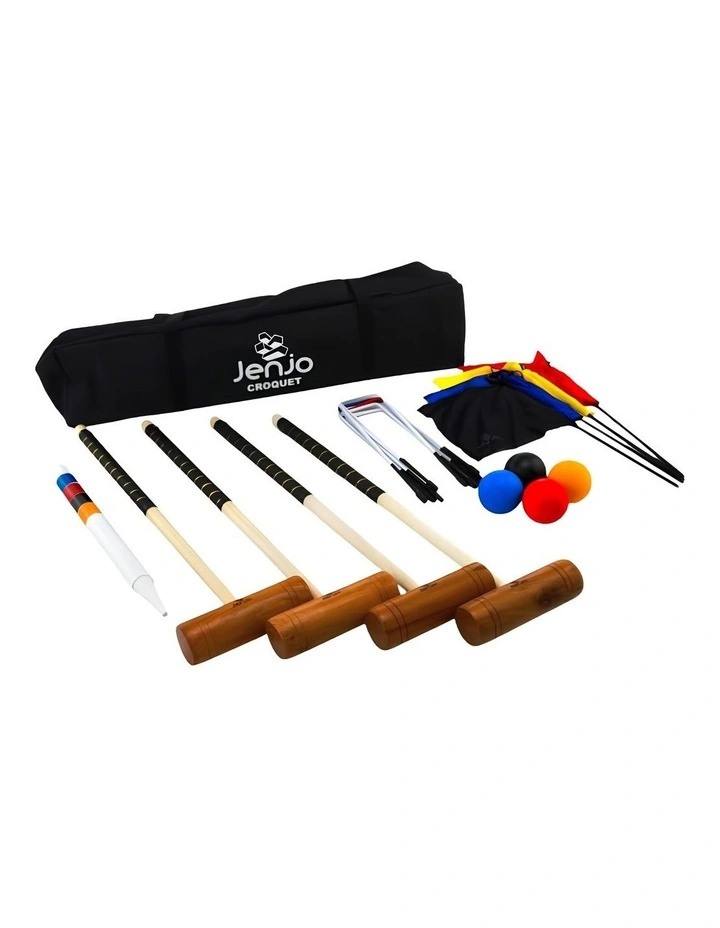 Championship Hardwood Croquet Mallet Set Game 4 Player Set w/Carry Bag image 3