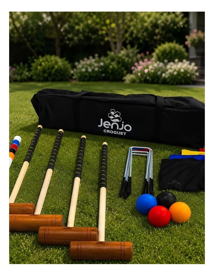 Championship Hardwood Croquet Mallet Set Game 4 Player Set w/Carry Bag image 4
