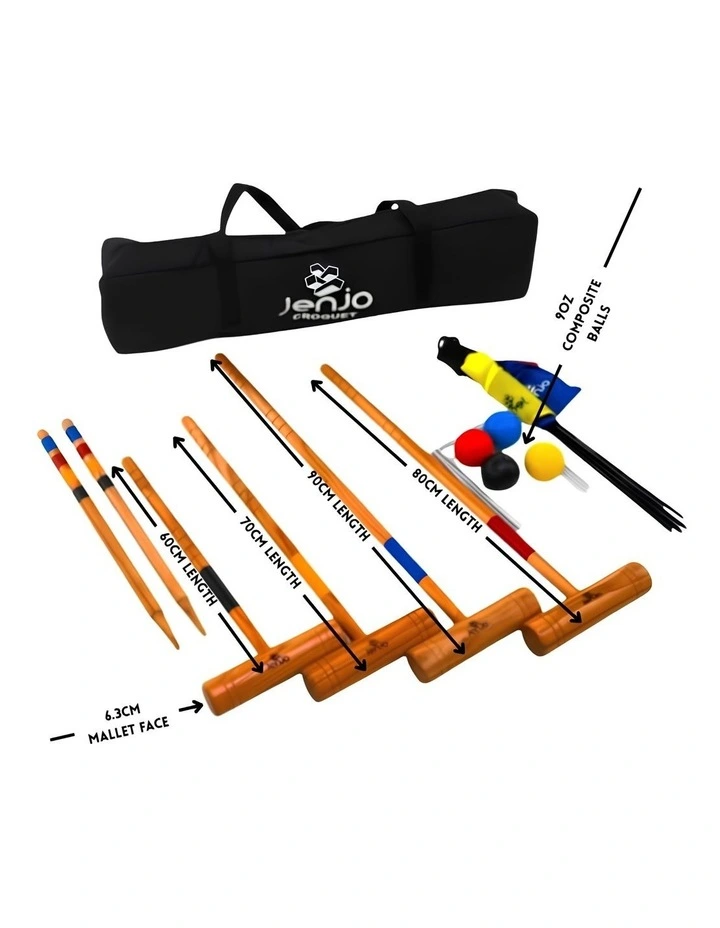 Outdoor Family Premium Wooden Croquet Ball Mallet Game 4 Player Set w/Carry Bag image 2
