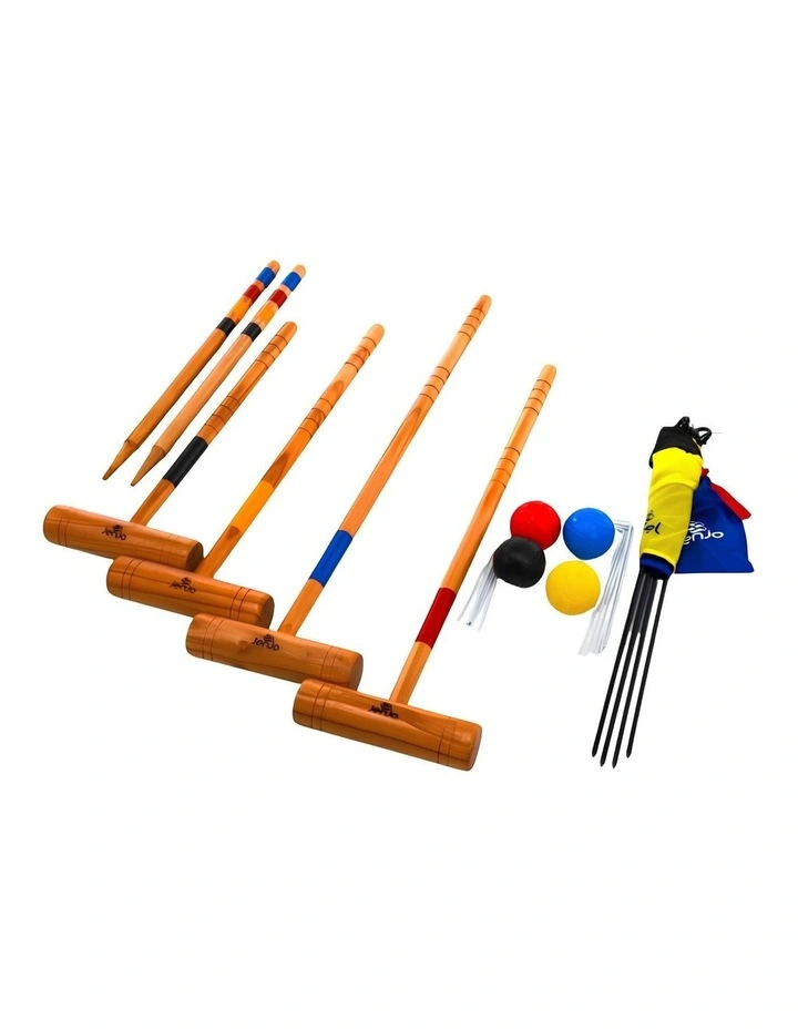 Outdoor Family Premium Wooden Croquet Ball Mallet Game 4 Player Set w/Carry Bag image 3