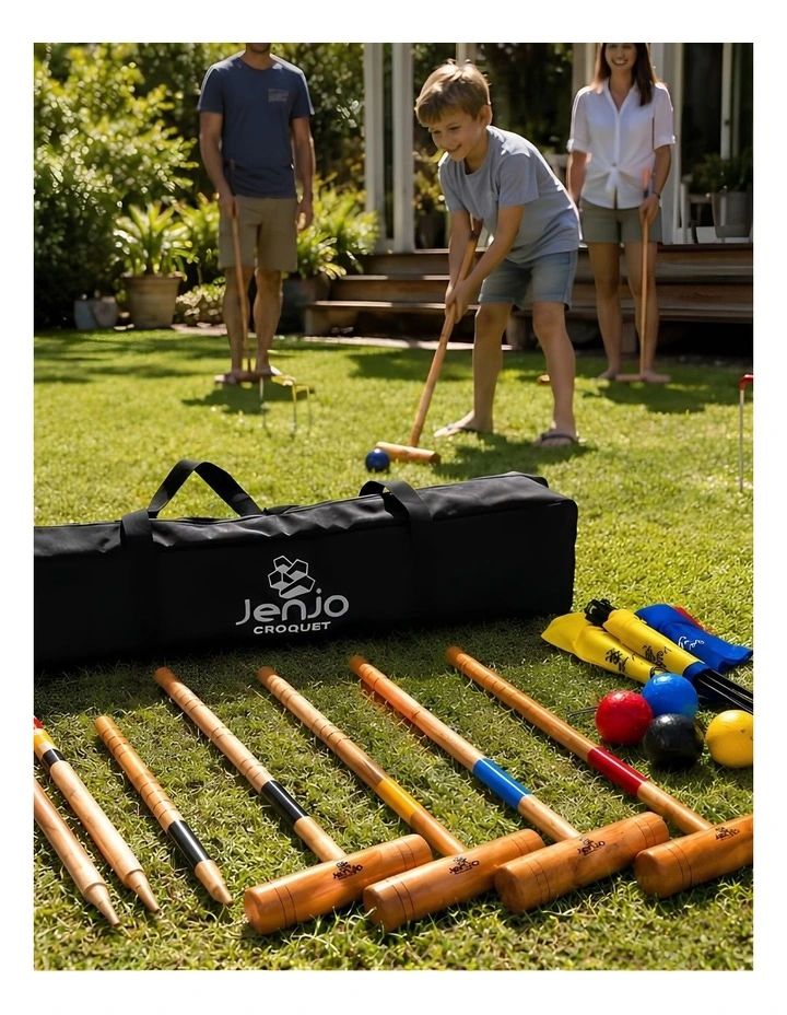 Outdoor Family Premium Wooden Croquet Ball Mallet Game 4 Player Set w/Carry Bag image 4