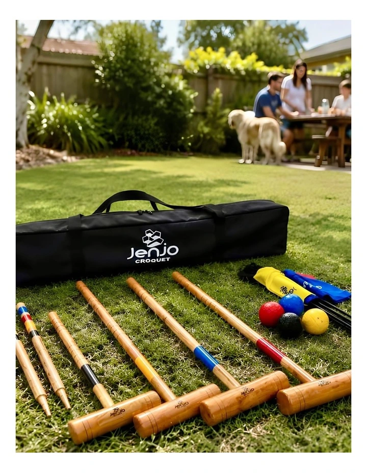 Outdoor Family Premium Wooden Croquet Ball Mallet Game 4 Player Set w/Carry Bag image 5