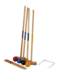 Wooden Outdoor Mini Croquet Set With 4 Mallets