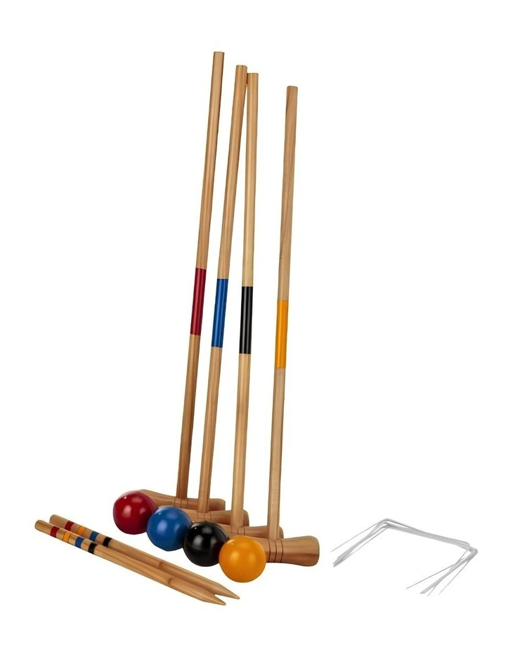 Wooden Outdoor Mini Croquet Set With 4 Mallets image 1