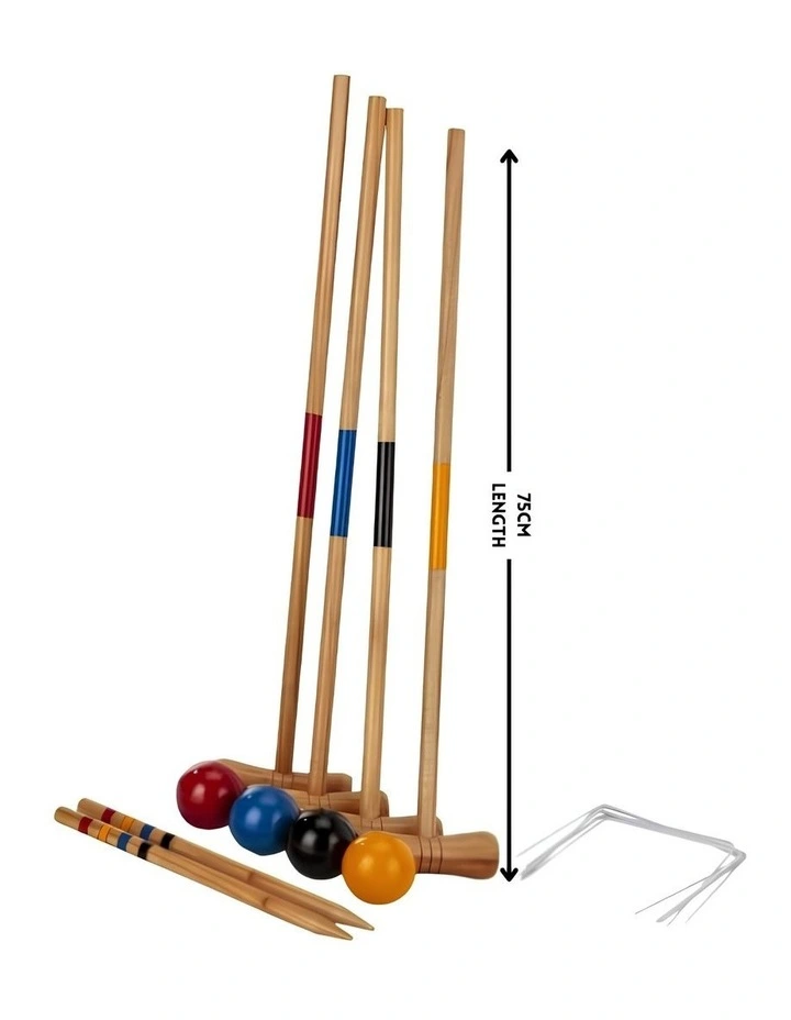Wooden Outdoor Mini Croquet Set With 4 Mallets image 2