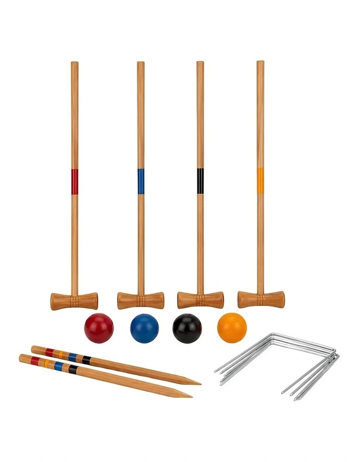 Wooden Outdoor Mini Croquet Set With 4 Mallets image 3