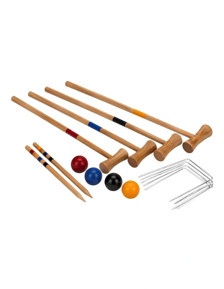 Wooden Outdoor Mini Croquet Set With 4 Mallets image 4